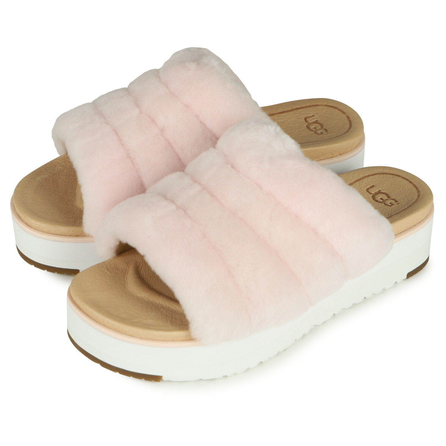 【最大1000円OFFクーポン】 UGG FLUFF YEAH SLIDE アグ サンダル フラッフ イヤー スライド レディース 厚底 ファー ピンク 1098681