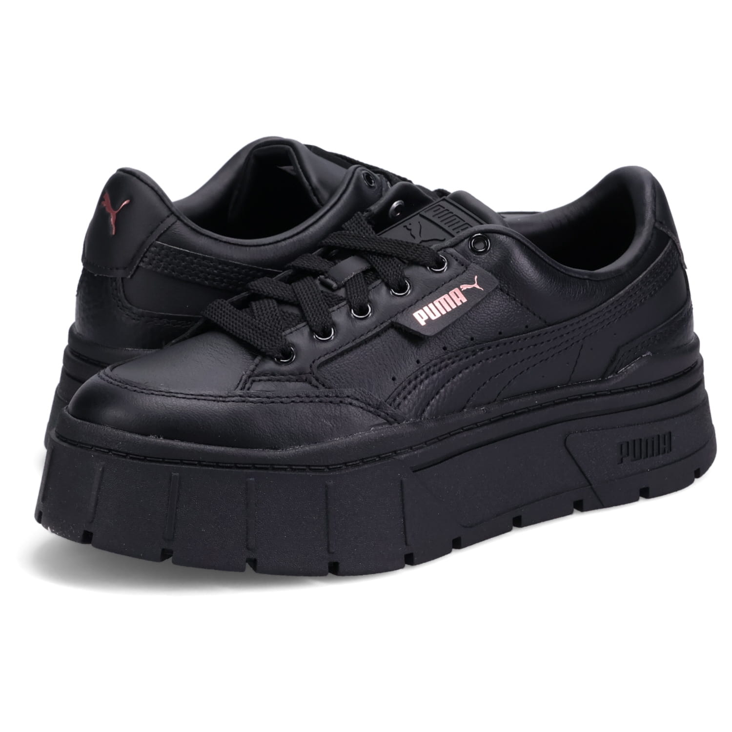 PUMA MAYZE STACK LEATHER WMNS プーマ スニーカー メイズ スタック レザー ウィメンズ レディース 厚底 ブラック 黒 384412