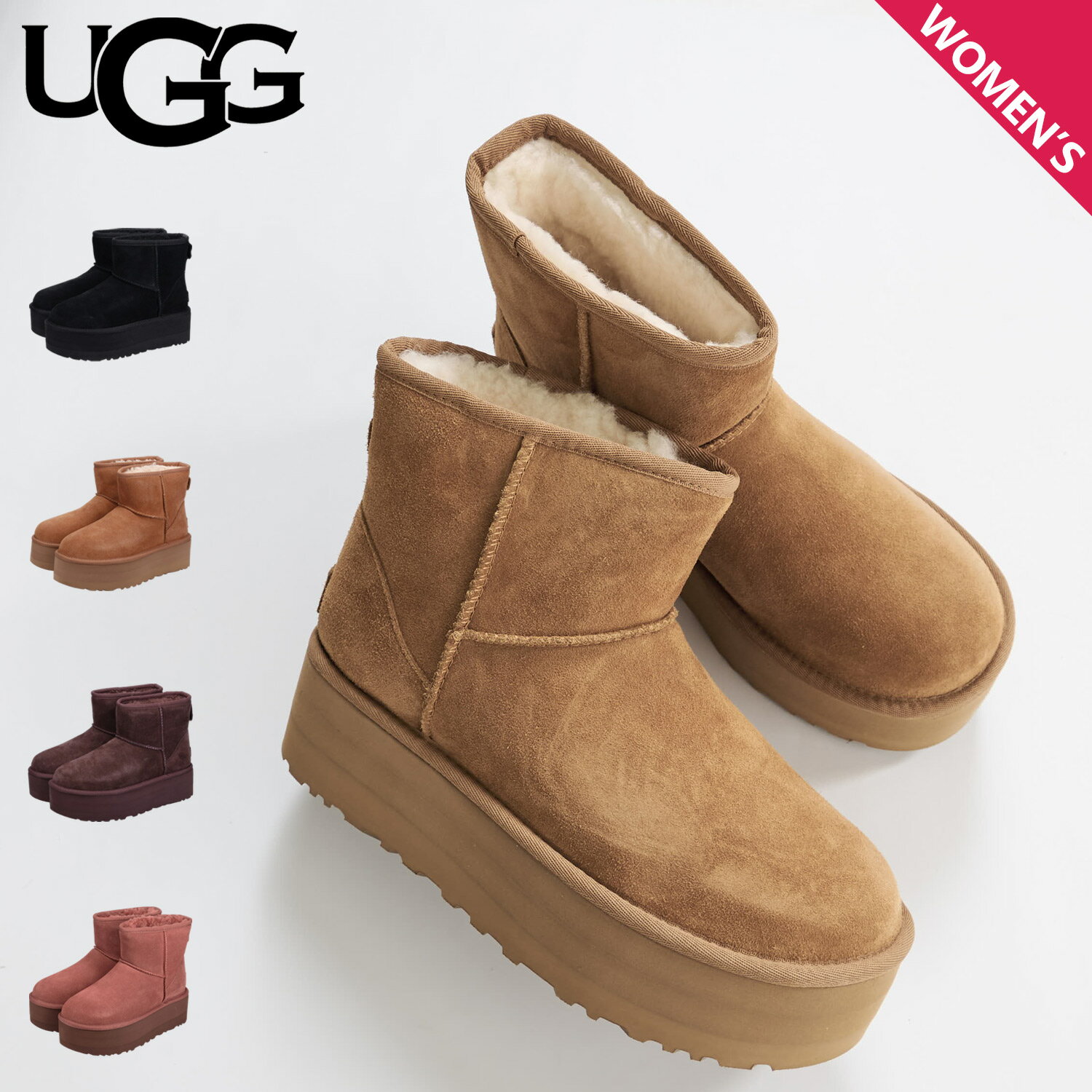 UGG WCLASSIC MINI PLATFORM アグ ムートンブーツ クラシック ミニ プラットフォーム レディース ブラック ブラウン 黒 1134991