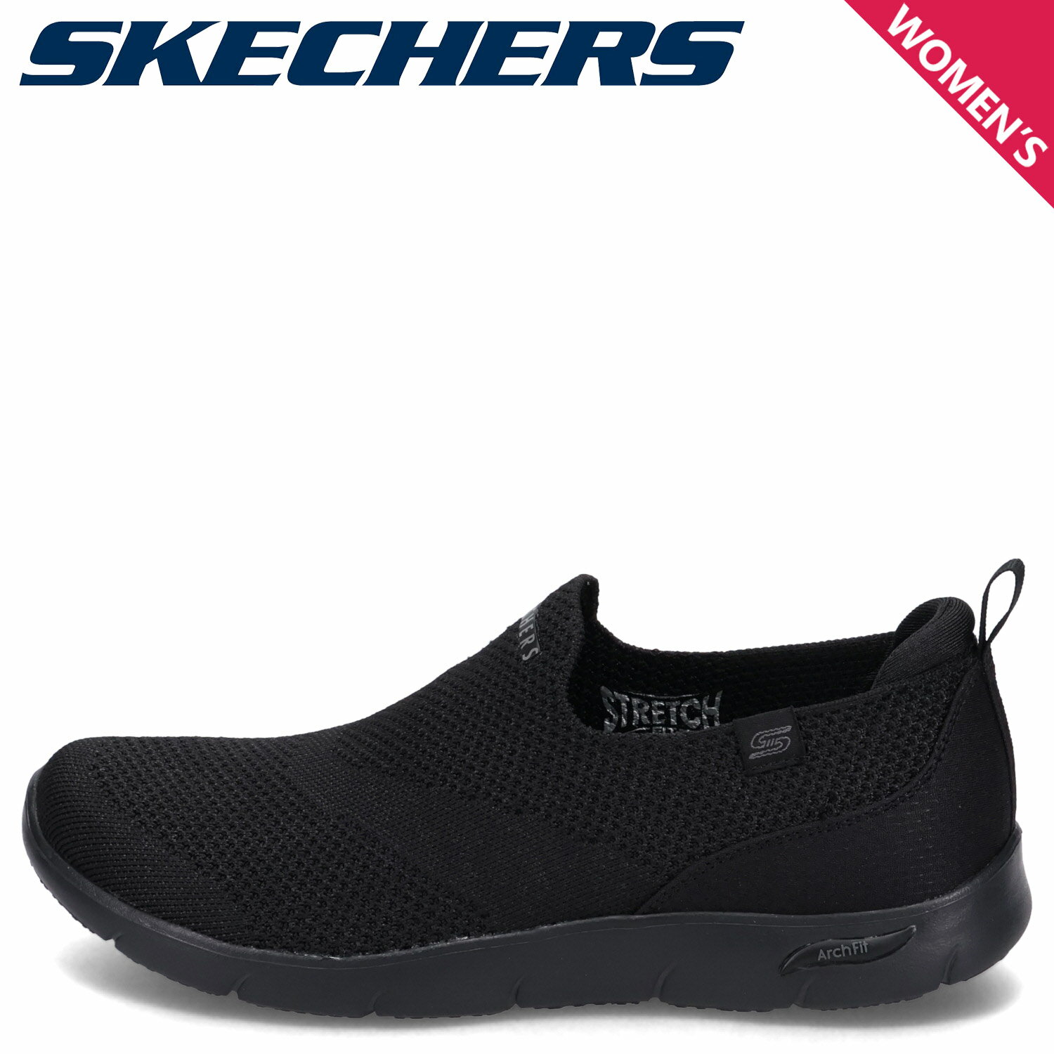  SKECHERS ARCH FIT REFINE IRIS スケッチャーズ アーチフィット リファイン アイリス スニーカー スリッポン レディース ブラック 黒 104545