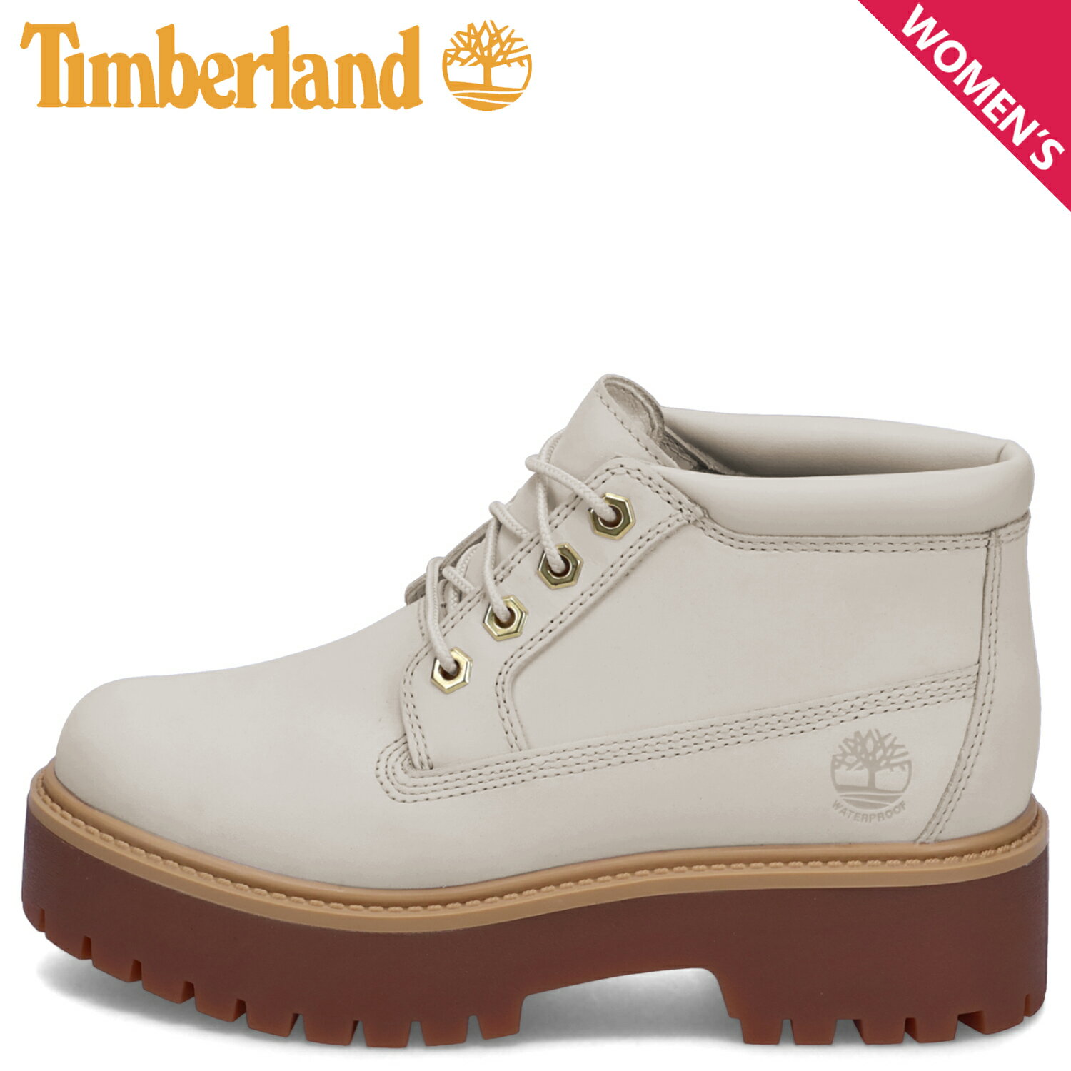 Timberland STONE STREET MID LACE WATERPROOF BOOT ティンバーランド ブーツ チャッカ レディース 防水 ウォータープルーフ ホワイト 白 A64FR