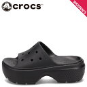 crocs STOMP SLIDE クロックス サンダル スライドサンダル ストンプ レディース 厚底 ブラック 黒 209346-001