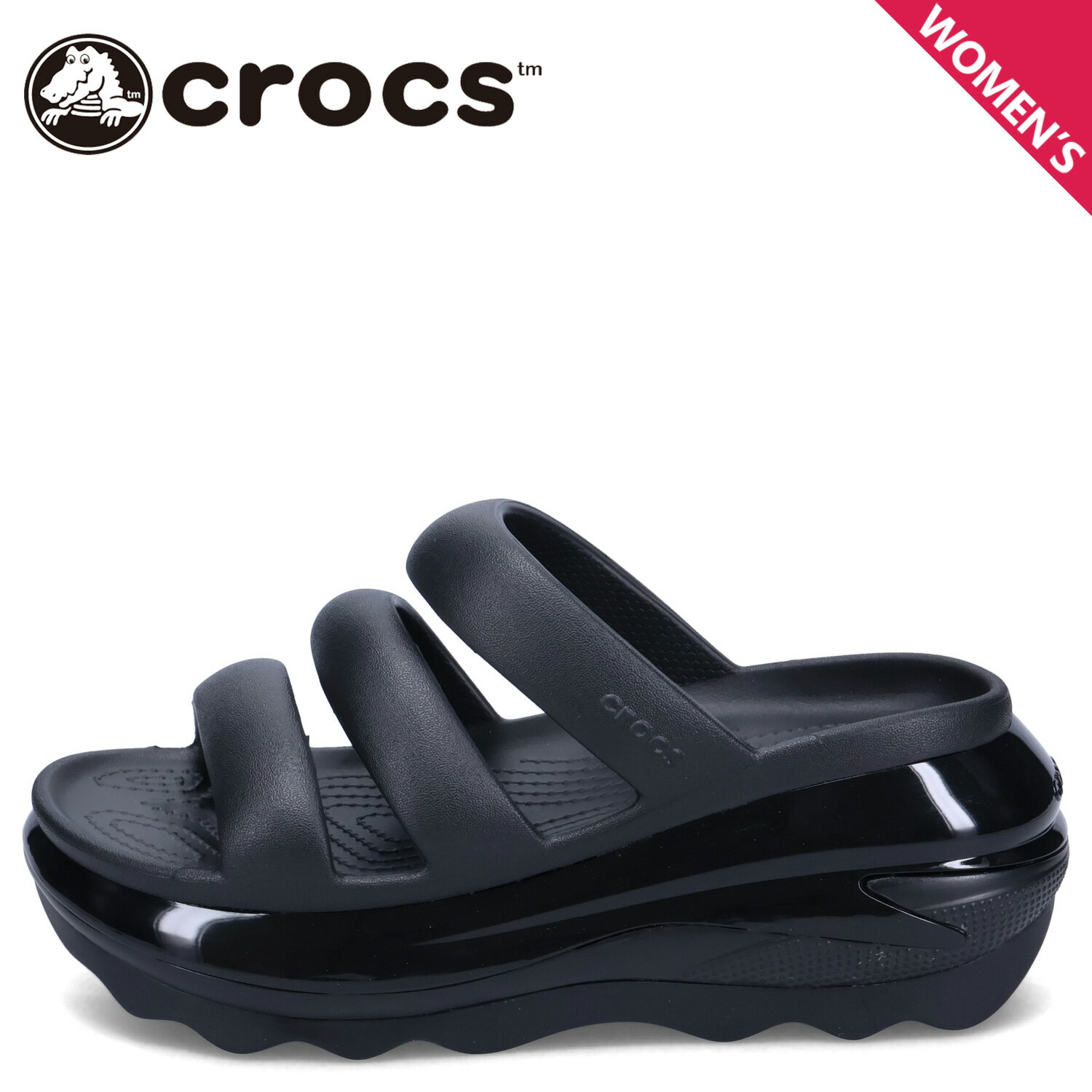 【最大1000円OFFクーポン】 crocs MEGA CRUSH TRIPLE STRAP クロックス サンダル スライドサンダル メガクラッシュ トリプル ストラップ レディース 厚底 ブラック 黒 209842-001 1