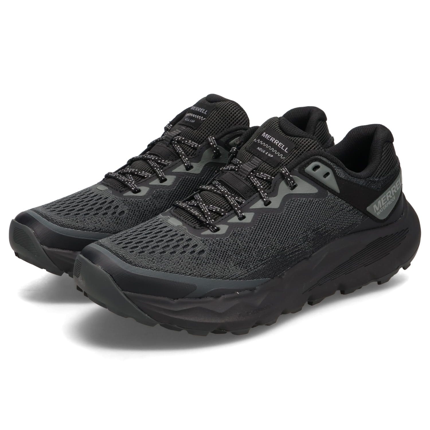 MERRELL NOVA 4 WATERPROOF メレル トレイルランニング シューズ スニーカー ノバ 4 ウォータープルーフ メンズ 厚底 ブラック 黒 M068395