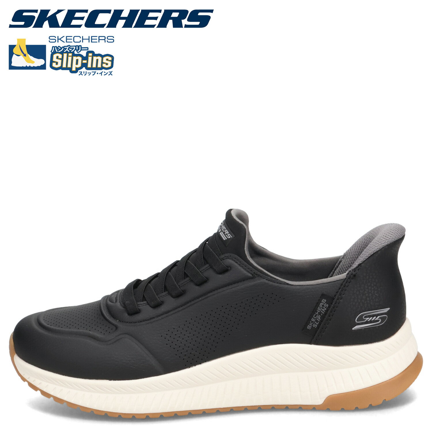 【最大1000円OFFクーポン発行中】 SKECHERS SLIP-INS BOBS SQUAD 4 DIRECT STEP スケッチャーズ スリップインズ ボブス スクワッド 4 ダイレクト ステップ スニーカー メンズ ブラック 黒 118424