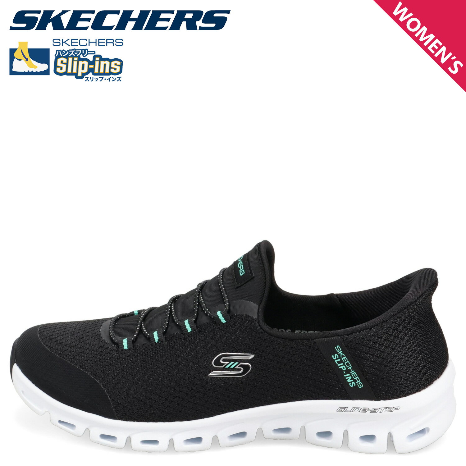 SKECHERS SLIP-INS GLIDE-STEP スケッチャーズ スリップインズ グライドステップ パースート スニーカー スリッポン レディース ブラック 黒 104547
