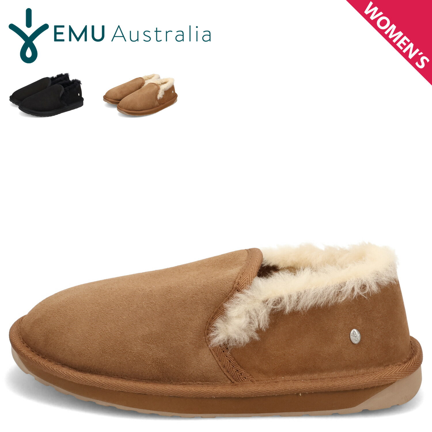 emu STINGER REEF エミュー ブーツ ムートンブーツ スリッポン スティンガーリーフ レディース シープスキン ブラック チェスナット 黒 W12714