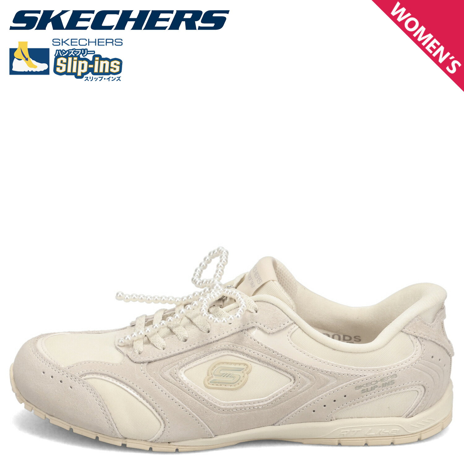 SKECHERS HANDS FREE SLIP-INS RETRO LITE スケッチャーズ スリップインズ レトロライト スニーカー レディース 軽量 ベージュ 104781