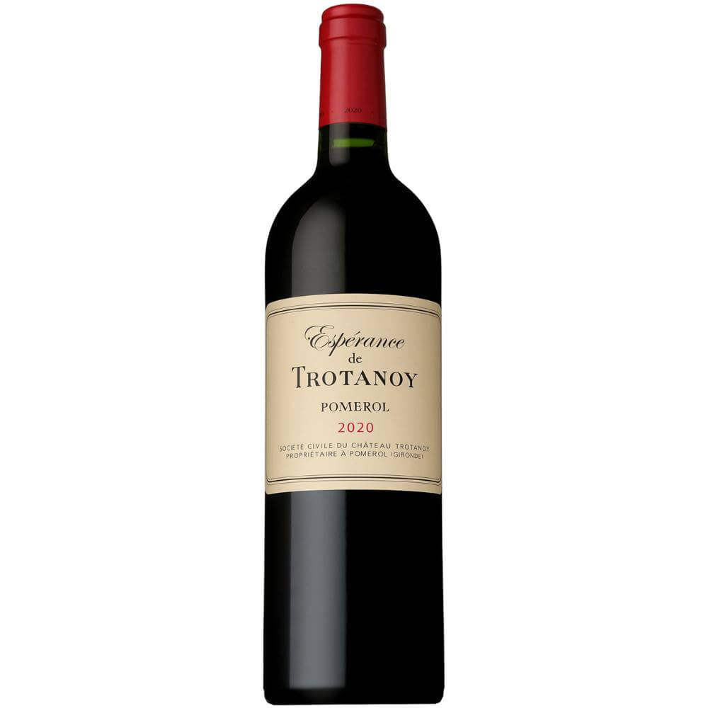 ポムロールの名門｢シャトー トロタノワ｣のセカンドワイン。2009年がファーストヴィンテージです。赤系果実やブラックベリーの香り、シルキーなタンニン、ボルドーながらもブルゴーニュのスタイルに通ずるエレガントさが楽しめるしなやかなワイン。アルコール度数：15.0％原語表記：CHATEAU TROTANOY ESPERANCE DE TROTANOY[2020]ワイン生産地： フランス/ボルドー/ポムロール品種： メルロ100％容量： 750mlワイン分類： スティル ワイン色： 赤ワイン軽-重： 重口Wine Score:ワイン アドヴォケイト： -点ワイン スペクテイター： -点Awards： -