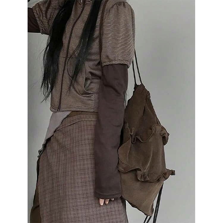 入園準備 フリル付き 体操服袋 可愛い キッズ ナップザック 子供用 ナップサック 体操服入れ おしゃれ コーデュロイ 体操着袋 背負える 軽量 大容量 通園バッグ 通学バッグ ナップサック 入学準備 幼稚園 保育園 小学校 — vista 2