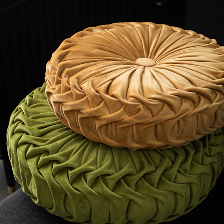 38cm おしゃれ クッション 丸型 枕 クッション モダン フロアクッション 背もたれ コンパクト 座布団 北欧 かわいい 花 ラウンドクッション ギャザー インテリア リビング ソファ ナチュラル おしゃれ [2]