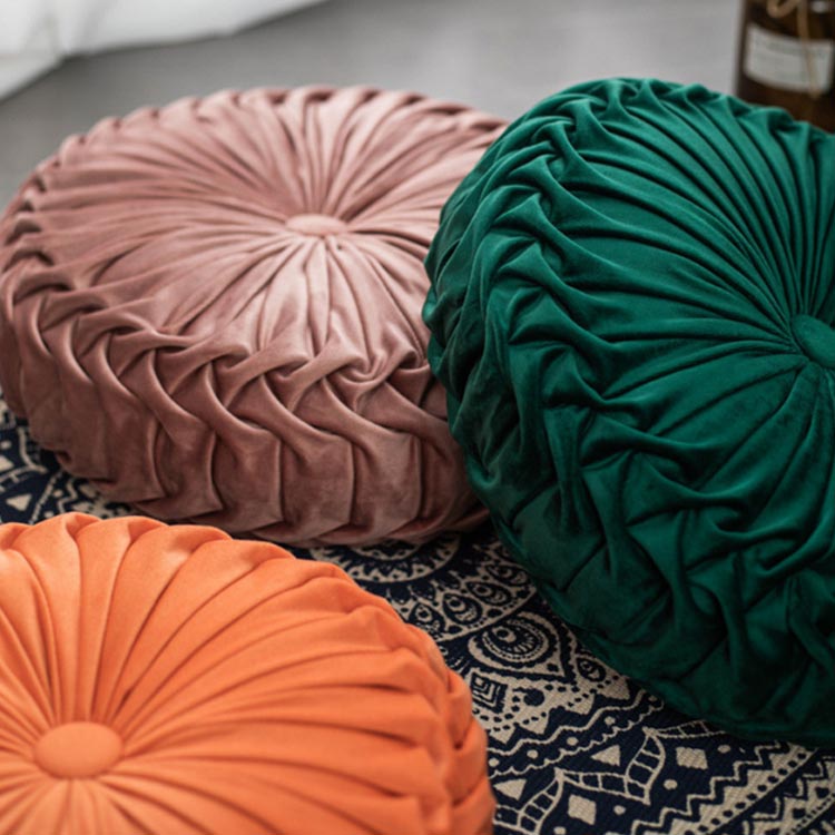 38cm おしゃれ クッション 丸型 枕 クッション モダン フロアクッション 背もたれ コンパクト 座布団 北欧 かわいい 花 ラウンドクッション ギャザー インテリア リビング ソファ ナチュラル おしゃれ [3]