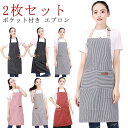 女性用 男性用 大容量ポケット 首掛け シンプル カフェエプロン H型 メンズ レデイース エプロン 2枚セット おしゃれ 汚れにくい 無地 シワ防止 男女兼用...