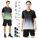 上下セット スポーツウェア トレーニングウェア メンズ レディース 半袖Tシャツ ランニングウェア 夏 ハーフパンツ tシャツ 2点セット 短パン 半袖 カジュ...