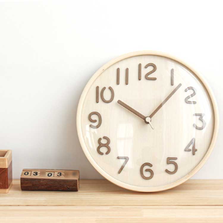 壁掛け 時計 壁掛け時計 丸 型 ウォールクロック かけ時計 北欧 おしゃれ かわいい 木目調 掛け時計 木製 掛時計 壁掛け時計 アンティーク シンプル アナログ インテリア ナチュラル [3]