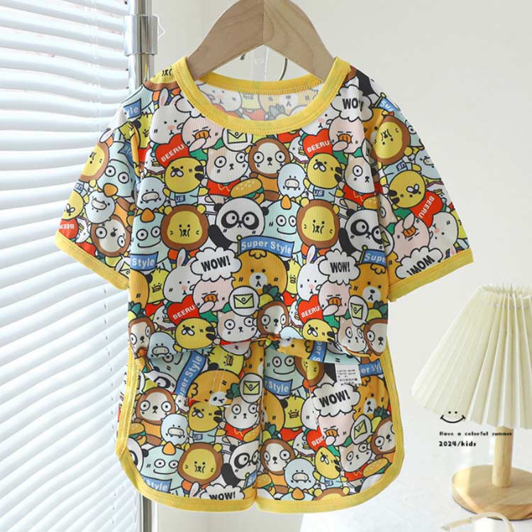 半袖 夏 90 キッズ ルームウェア 子供 Tシャツ 薄手 軽い 部屋着 男の子 キッズ 上下セット パジャマ ひんやり おしゃれ 可愛い ベビー ショートパンツ ウエストゴム セットアップ 80 涼しい 100 110 120 130 140