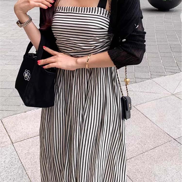 春夏 ストライプ柄 ロングワンピース ワンピース レディース マキシ丈 ワンピ 可愛...