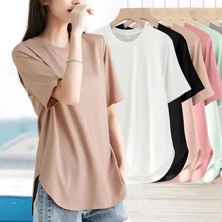 トップス ヨガウェア クールネック 接触冷感 レディース ゆったり 薄手 普段着 ホットヨガ カットソー 半袖Tシャツ Tシャツ ピラティス お洒落 吸汗 速乾 体型カバー スポーツ ジム 夏物 2