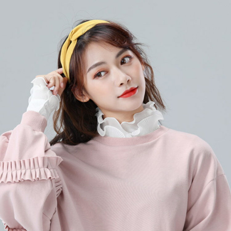 フリルプリーツ付け衿 つけ襟 レディース ブラウス付け襟 レイヤード 重ね着 インナー 無地 フリルネック シャツ 付け衿 ハイネック カジュアル 可愛い 通勤 通学 シフォン ウェーブデザイン モノトーン 黒 白