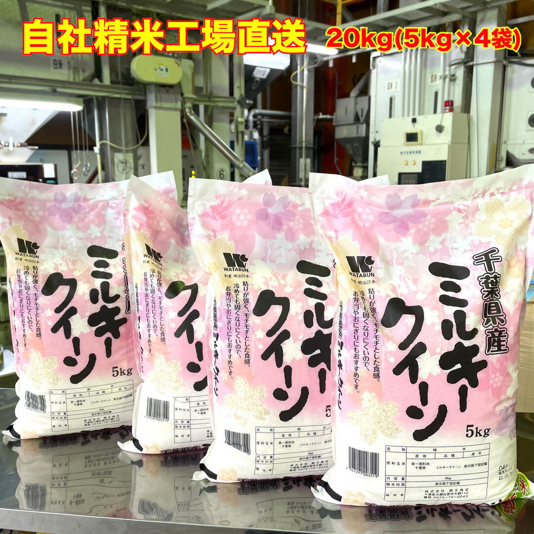 【令和4年産】　新米　白米　千葉県産　ミルキークィーン　20kg　5kg×4　送料無料