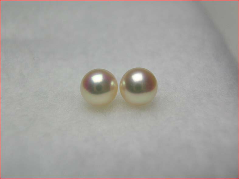 ピンク　アコヤパール　きれいなそろった6．8ミリペア　【送料無料1225】