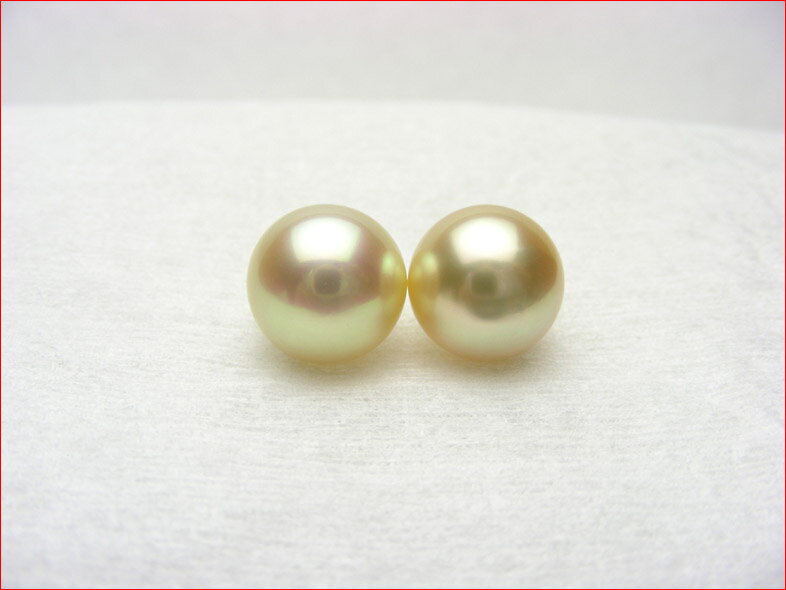 無孔 イヤリング ピアス用 南洋ゴールデンパール 11.2 と 11.5ミリ PUP090713MJ10 10P21Jul09