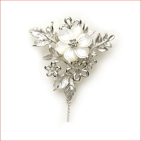 シルバー フラワー モチーフ パール ブローチ枠