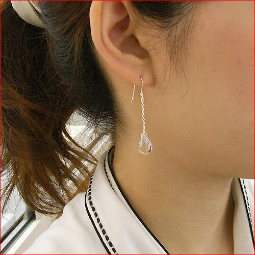 ブリオレットカットクォーツのキラキラピアス アメリカンタイプ　28aug09P10