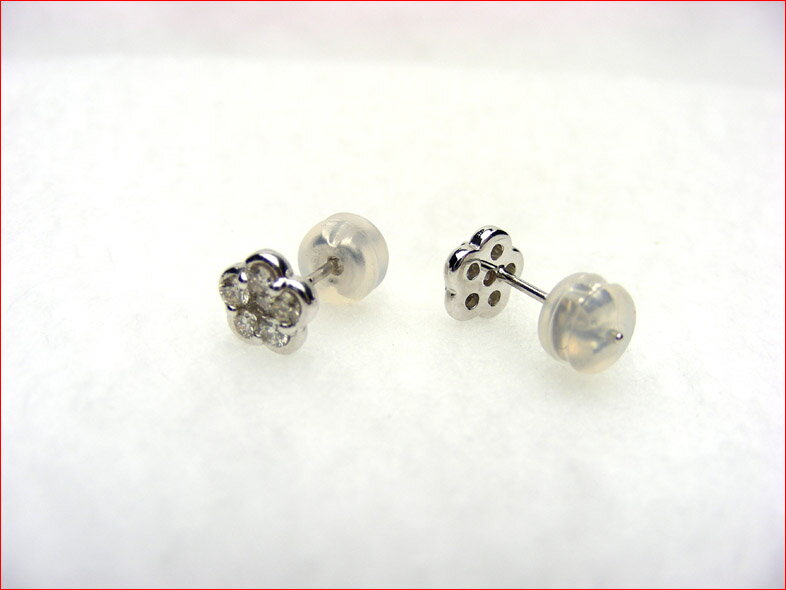 K18ホワイトゴールド　フラワーモチーフ　ダイヤモンドピアス　10P09Dec09