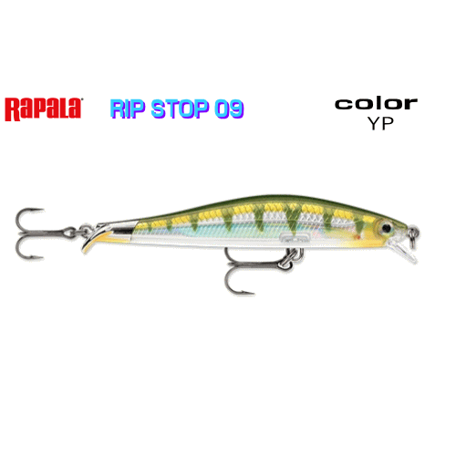 ラパラ リップストップ09YP（YellowPerch）■ルアー ルアーフィッシング ミノー フラットサイド フラッシング リッピング トゥイッチ ブラックバス ネイティブトラウト ストライパー スピニングタックル メール便