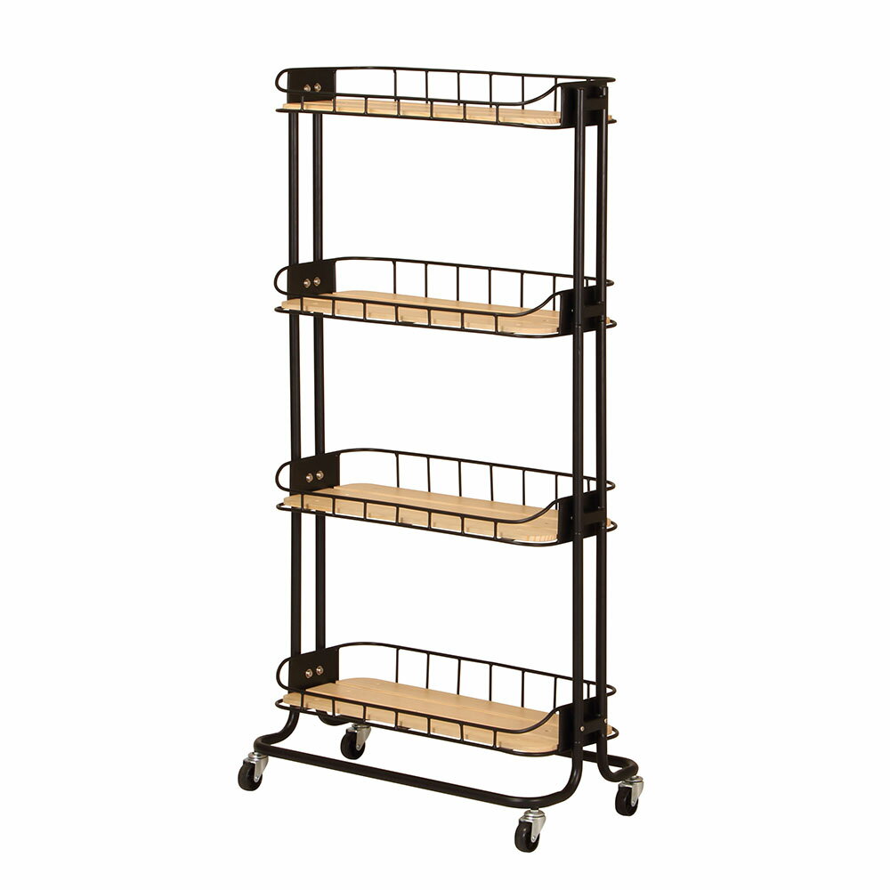 Mash (マッシュ)ケージラック ブラック【4段　ワゴン　キャスター付き　収納　シンプル　おしゃれ　キッチン　リビング】
