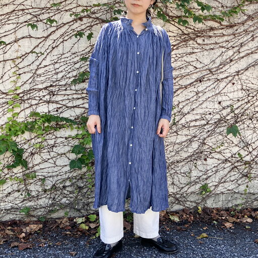ワッシャーインディゴ ワンピース ワッシャーインディゴ ワンピース