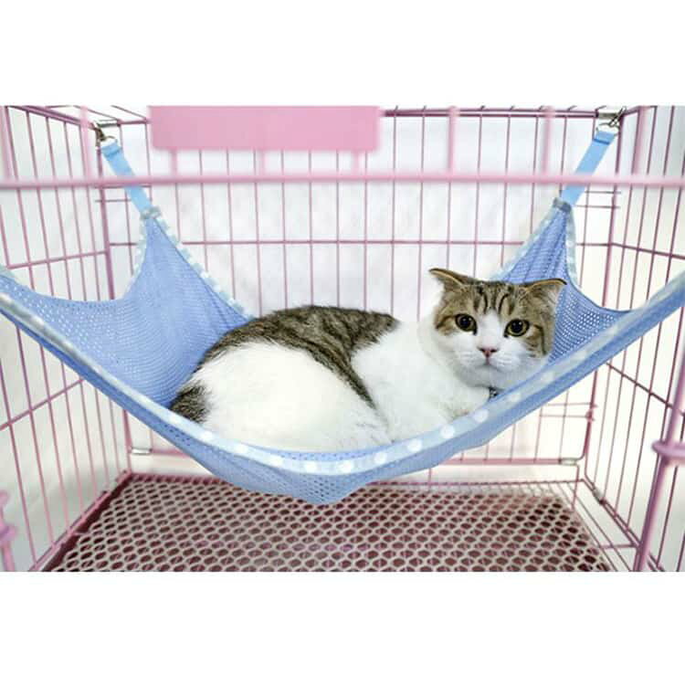 わたしのサロンの猫用 ハンモック 夏用 メッシュ ケージ用 ひんやり 涼しい キャットハンモック ペットベッド 多頭飼い 吊り下げ 猫用品 猫グッズ 小動物 フェレット ウサギ ハムスター 兎 通気性 洗濯可能 送料無料｜アングル2