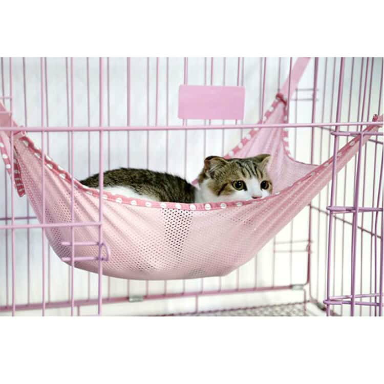わたしのサロンの猫用 ハンモック 夏用 メッシュ ケージ用 ひんやり 涼しい キャットハンモック ペットベッド 多頭飼い 吊り下げ 猫用品 猫グッズ 小動物 フェレット ウサギ ハムスター 兎 通気性 洗濯可能 送料無料｜アングル3