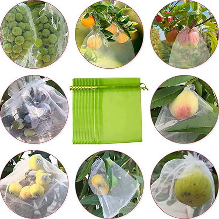 100枚セット 6サイズ 果物保護袋 巾着結びやすい 保護ネット 野菜 ネット 防鳥ネッ...