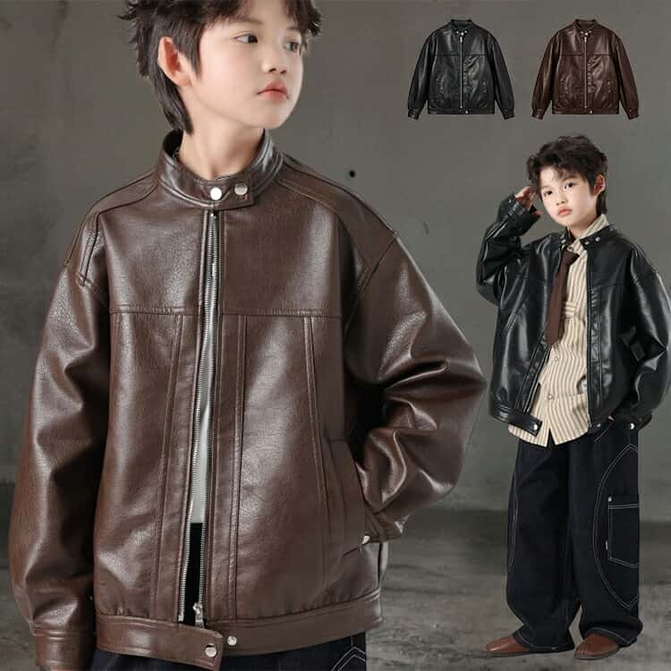 レザージャケットアウターキッズ男の...