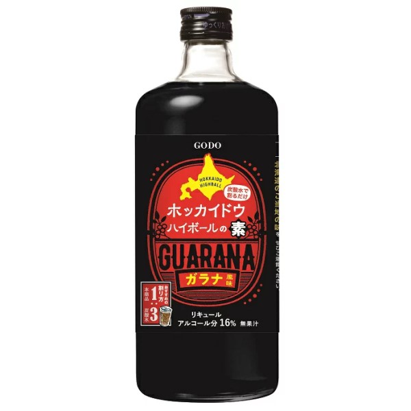 1)名称：リキュール 2)度数：16％ 3)内容量：710ml 4)賞味期限：別途商品ラベルに記載　 5)保存方法：直射日光、高温多湿を避け冷暗所で保存　 6)製造者：合同酒精「ホッカイドウハイボールの素 ガラナ風味」は、ベーススピリッツのウォッカにガラナエキスをブレンドし、「ガラナ飲料」特有の風味を再現したハイボールの素です。 ベーススピリッツにピュアな味わいのウォッカを使用することで、ガラナ特有の風味を引き立たせました。 ソーダで割るだけで、ガラナ風味のハイボールが楽しめます。 北海道のご当地グルメと一緒にホッカイドウハイボールを飲んでいただく事で、自宅で手軽に北海道旅行の気分を楽しめます。 おすすめの割り方は、ホッカイドウハイボールの素：ソーダ＝1：3。 1本で、約11杯のホッカイドウハイボール（1杯あたりアルコール分約4％、240mlの想定）がつくれます。 ●品目：リキュール ●アルコール分：16％