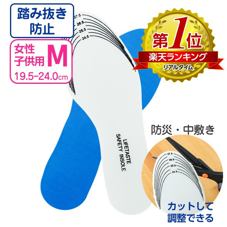 災害用 中敷き 災害用 フットレスキュー Mサイズ 女性 子供用 サイズ 19.5 〜 24.0cm 踏み抜き防止 インソール 【ネコポス発送】クギ ガラス片な...