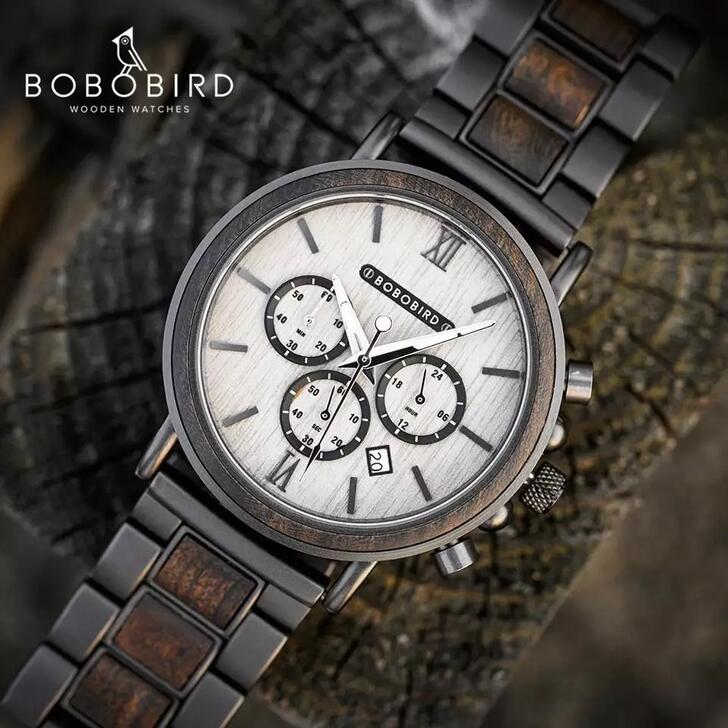 木製腕時計 ウッドウォッチ メンズ 40代 50代 クロノグラフ クォーツ 日付 ボボバード BOBO BIRD GT050