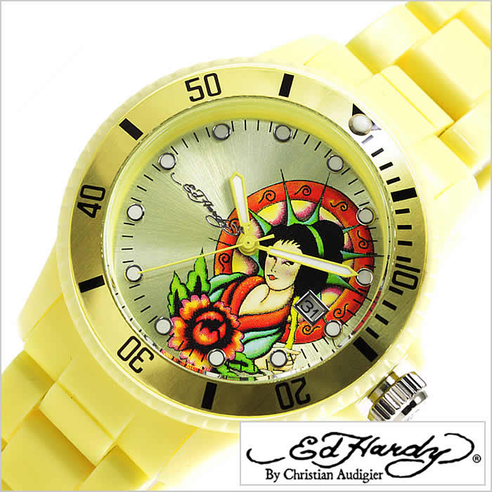 エドハーディー腕時計 EdHardy時計 Ed Hardy 腕時計 エド ハーディー 時計 ビップ VIP レディース イエロー EDHARDY-VIP-LY アナログ ライトイエロー 卒業 入学 就職 祝い 中学生 高校生 大学生 社会人 プレゼント ギフト 観光