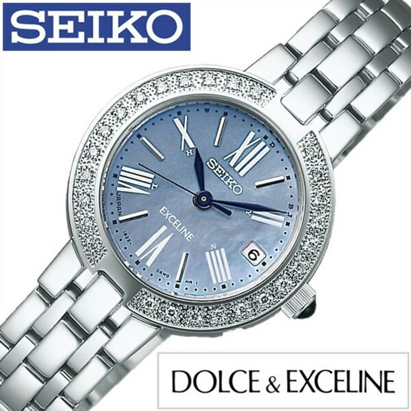 セイコー ドルチェ&エクセリーヌ 腕時計 SEIKO 時計 SEIKO腕時計 セイコー時計 DOLCE&EXCELINE レディース ブルー SWCW007 メタル ベルト 正規品 ソーラー 電波 防水 シェル シルバー ダイヤ クリスタル お祝い 冬 新社会人 プレゼント ギフト バレンタイン