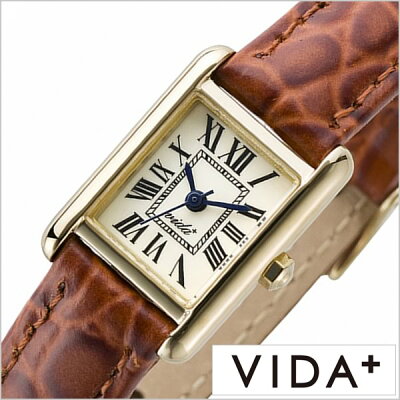 ヴィーダプラス腕時計 VIDA+時計 VIDA+ 腕時計 ヴィーダプラス 時計 ミニレクタンギュラー Mini Rectangular レディース アイボリー J83905-LE-BR 正規品 新作 防水 人気 革 レザー ベルト レクタンギュラー型 スクエア型 ゴールド ブラウン お祝い 冬 父の日
