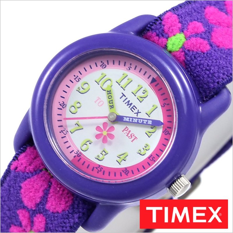 タイメックス 腕時計 タイムティーチャー ボックスセット TIMEX 時計 TIME TEACHERS BOX SET キッズ 女の子 ガールズ 小学生 幼児 園児 ホワイト TWG014800 正規品 ブランド 人気 KIDS 子供用 時計 読み方 勉強 教育用 お花 ポップ かわいい 紫 ピンク 冬 観光 遠足 旅行