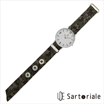 ウーデサルトリアーレ 時計 UDE Sartoriale 腕時計 迷彩 緑 茶 メンズ ホワイト U-02-BSUS18 正規品 薄型 シンプル スリム 丸型 ラウンド 日本製 生地 布 人気 おすすめ スーツ ビジネス ファッション 個性的 大人 ウデ バンド 交換 カモフラージュ ミリタリー バレンタイン