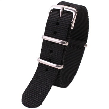 【メール便 送料無料】ナイロン ナトーベルト 腕時計 替えベルト バンド 幅 20mm NYLON NATO BELT 時計ベルト ブラック メンズ レディース BT-NYL-20-BK-SV 高品質 丈夫 ミリタリー カジュアル ファッション おしゃれ ビジカジ アウトドア 入試 受験 お祝い 冬