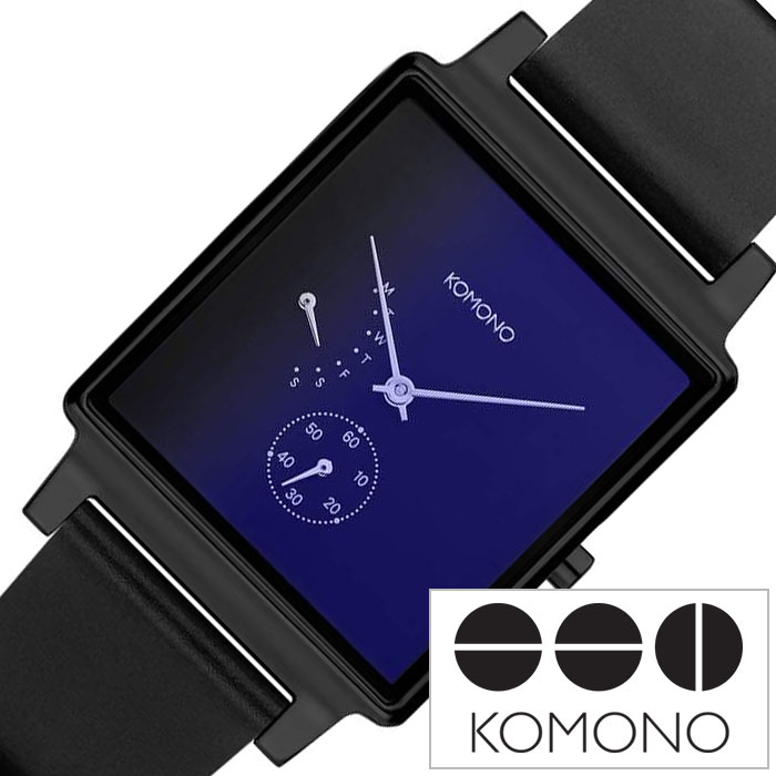 コモノ 【10%OFF \2,640-円引】コモノ コンラッド 時計 KOMONO KONRAD 腕時計 レディース ブルー KOM-W4205 ペア お揃い コーデ ウォッチ 人気 おすすめ かわいい おしゃれ 革 レザー シンプル ブランド 四角 スクエア スモールセコンド お祝い プレゼント ギフト 新生活 観光