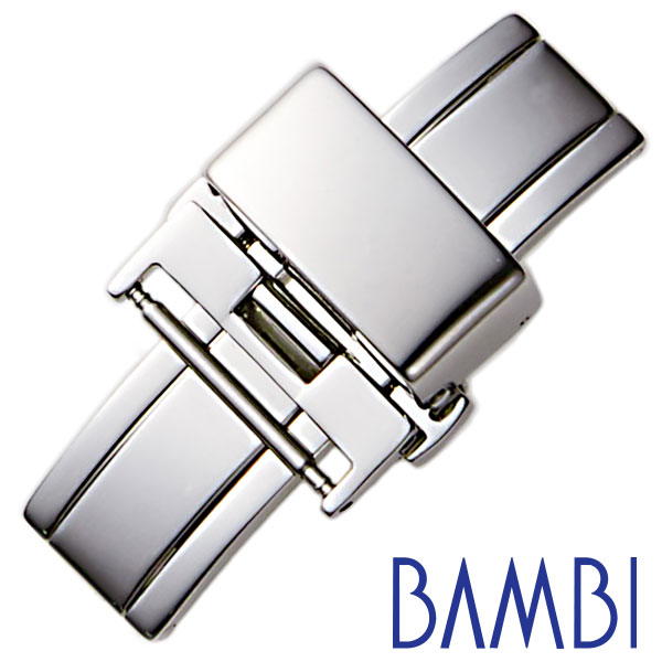 バンビ Dバックル 観音プッシュ式 ベルト幅20mm対応 BAMBI 腕時計用 替えバックル ZS010S セイコー シチズン ダニエルウェリントン マークジェイコブス にも対応 付け替え 簡単 シルバー レザーベルト用 革ベルト 両開き バックル 入試 受験 冬 新社会人