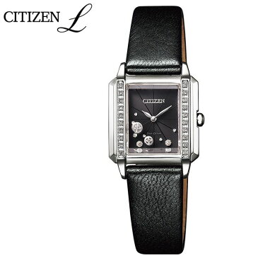 シチズン エル ソーラー 時計 スクエアコレクション CITIZEN L 腕時計 レディース ブラック EG7061-15E 人気 ブランド 大人 女性 オシャレ シンプル 可愛い 上品 キレイ アンティーク スーツ 仕事 四角形 レザー 革 ベルト プレゼント ギフト 冬 入試 受験 成人式 お祝い