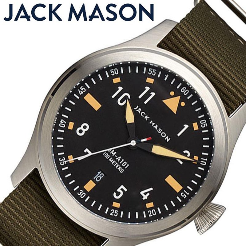 [あす楽]ジャックメイソン 腕時計 JACK MASON 時計 アヴィエイション AVIATION メンズ ブラック JM-A101-007 正規品 人気 おすすめ おしゃれ ブランド 防水 高級 NATO ナイロン パイロットウォッチ クラシカル シンプル プレゼント ギフト 冬 入試 受験 成人式 お祝い