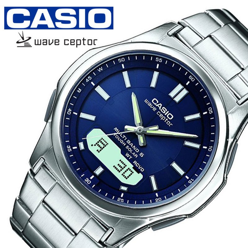 ウェーブ カシオ ウェーブセプター ソーラー 電波 時計 CASIO WAVE CEPTOR 腕時計 メンズ ブルー WVA-M630D-2AJF ブランド 正規品 カレンダー アラーム アナデジ ファッション ビジネス フォーマル カジュアル 成人式 お祝い プレゼント ギフト 観光